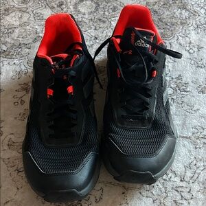 Adidas Men's Black and neon orangish athletic  Shoes size 13 gently used